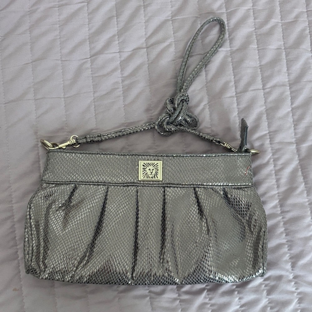 Anne Klein Silver Snake Print Purse